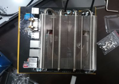The CPU cooler covers almost the entire motherboard